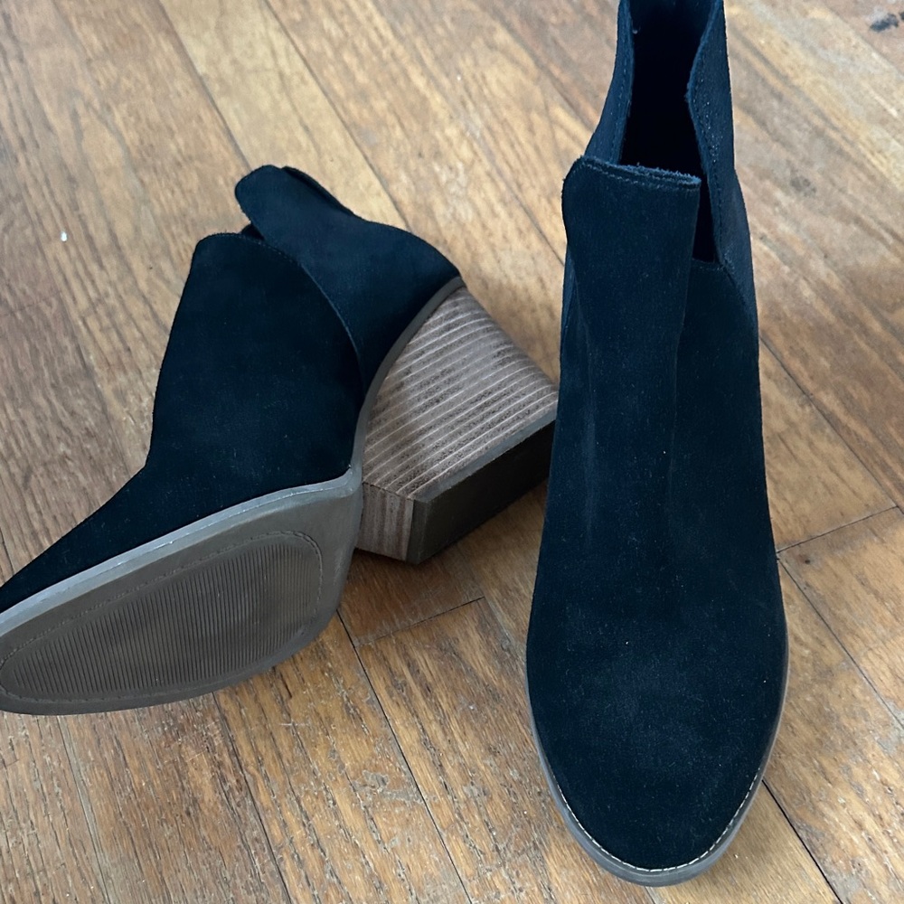 Toms Black Suede Ankle Booties